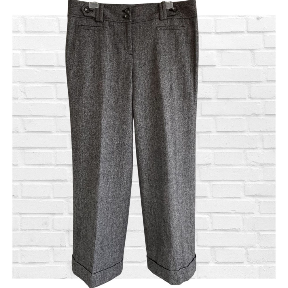 Ann Taylor Sz 14 Black and Gray Tweed Signature Fit Trousers Professional Office
